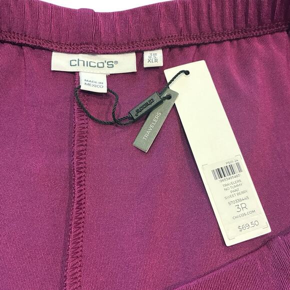Chico's Pants NWT Size 3 (XL) Travelers Sweet Berry Pull-On Luxe No Tummy - Picture 4 of 6